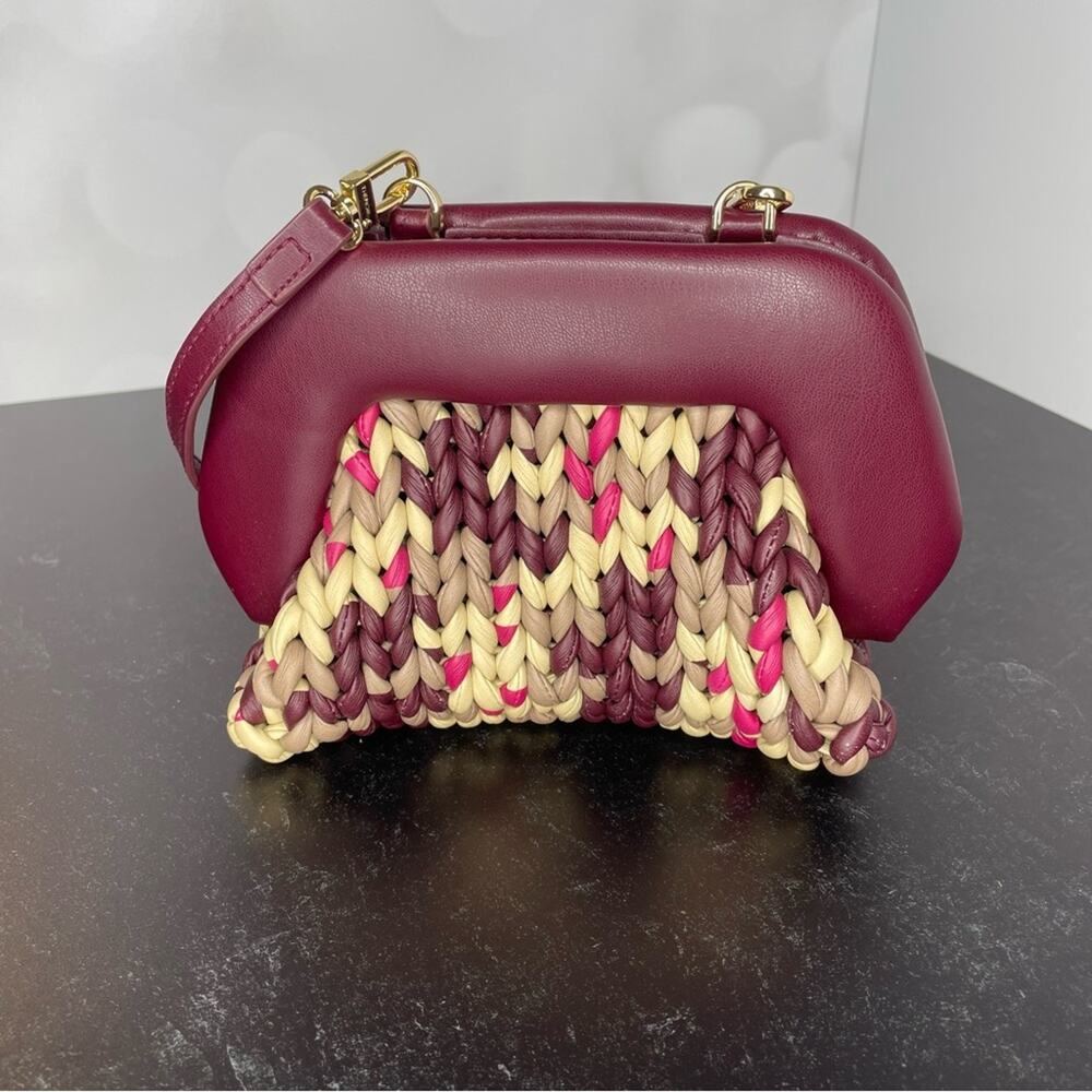 THEMOIRÈ Braided Cabernet Motif Mini Pochette With Removable Shoulder Straps